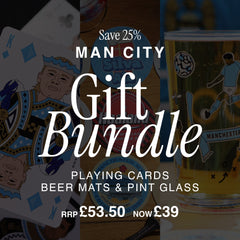 Man City Gift Bundle - Playing Cards, Beer Mats & Pint Glass