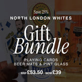 North London Whites Gift Bundle - Playing Cards, Beer Mats & Pint Glass