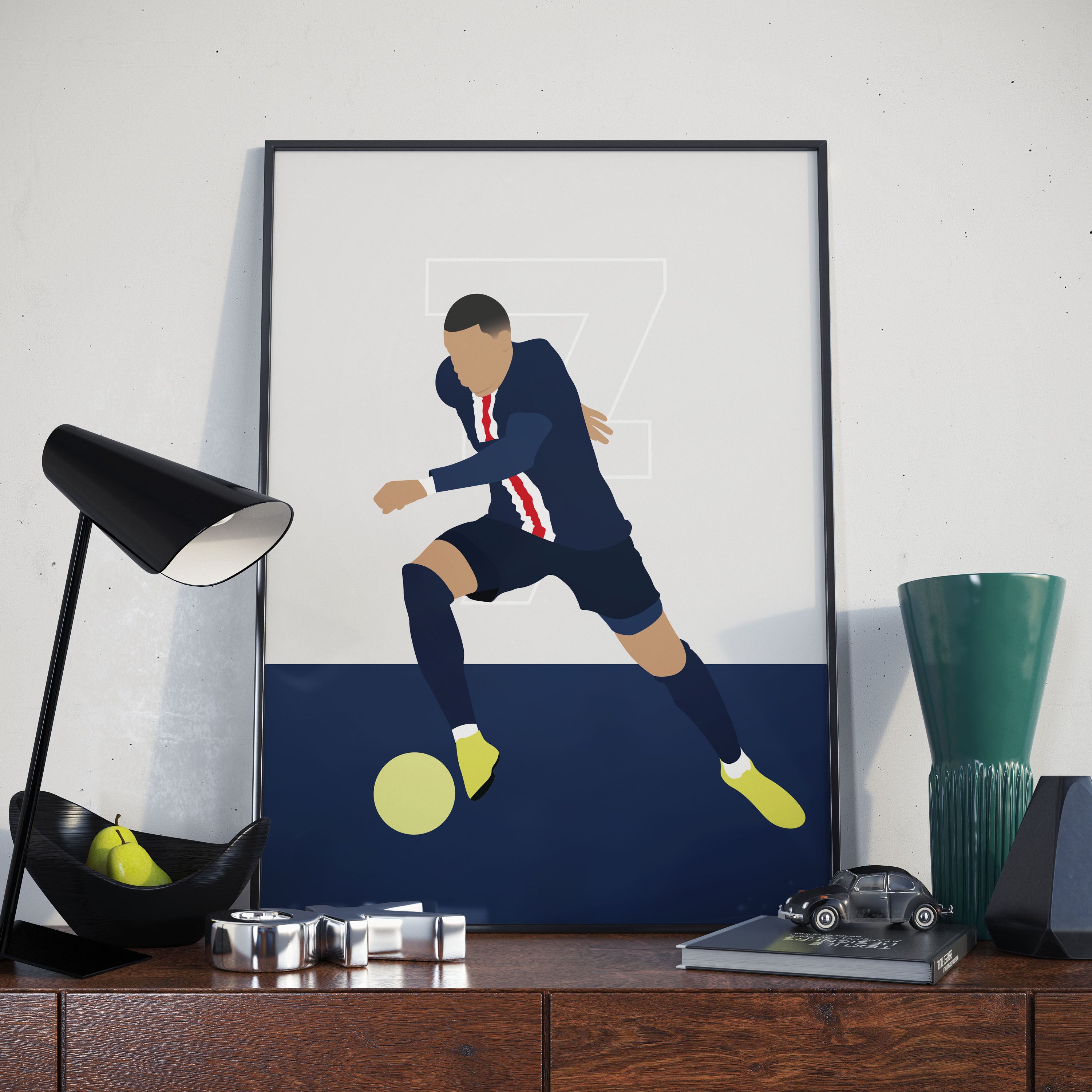 Affiche Football PSG - Illustration Kylian Mbappé 40 x 60 cm PSG